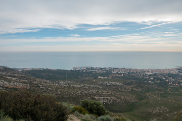 The sea from the top of the mountain in the sierra de irta