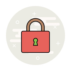 Lock thin line icon, security outline vector illustration