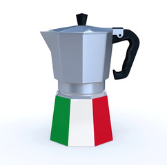 italian coffeepot with flag