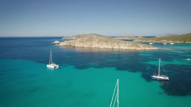drone bird view of mediterranean sea by sardinia italy. summer vaction