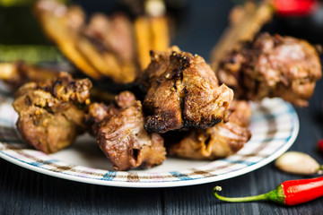 barbecue veal ribs with meat on a plate