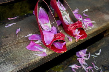 Obraz na płótnie Canvas Red wedding shoes