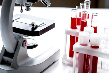 Medical equipment blood test in laboratory no one