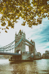 Fototapeta na wymiar River Thames and Tower Bridge on a autumn day, London