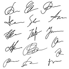 Hand drawn abstract signature set, business sign