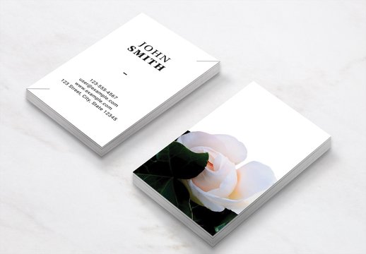 Business Card Layout with Rose Image
