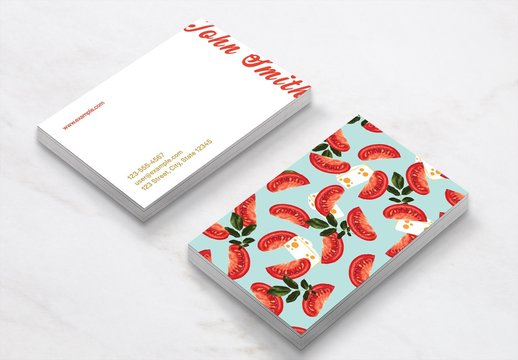 Business Card Layout with Caprese Illustrations