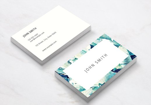 Business Card Layout with Banana Leaves