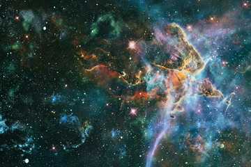 Collage on space, science and education items. Beautiful night sky, star in the space. Elements of...