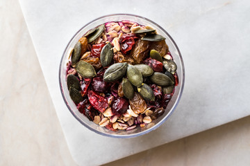Healthy Chia Pudding with Pumpkin Seeds / Acai Bowl in Plastic Cup