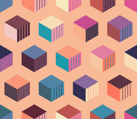 Seamless cubes pattern. Background with geometric colorful shapes.