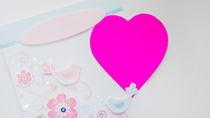 paper heart and card valentine