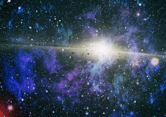Space background with red nebula and stars. Dreamscape galaxy. Elements of this image furnished by...