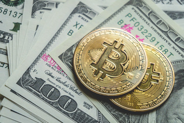 Bitcoin gold coin (cryptocurrency) on us dollar - can use for financial and business background