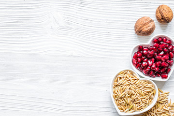 concept healthy for heart food on wooden background top view