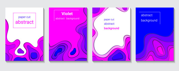 Vector background with violet color paper cut shapes.