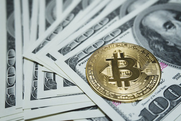 Bitcoin gold coin (cryptocurrency) on us dollar - can use for financial and business background