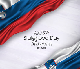 Vector illustration of Happy slovenia Waving flags isolated on gray background 25 june.