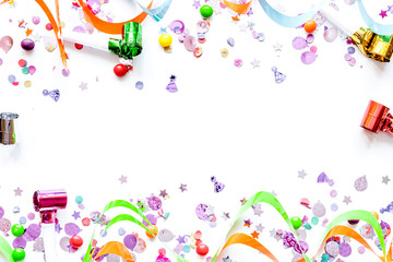 concept birthday party on white background top view pattern