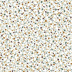 Abstract Terrazzo flooring seamless vector pattern on a white background. Imitation texture of concrete mosaic tiles.