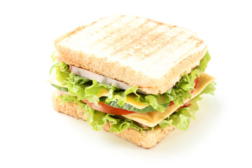 Tasty sandwich isolated on white background