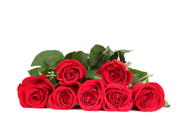 Bouquet of red roses isolated on white background