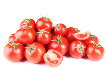 Fresh tomatoes isolated on white background
