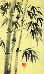 Panele Szklane  harmonijne bambusowe drzewa