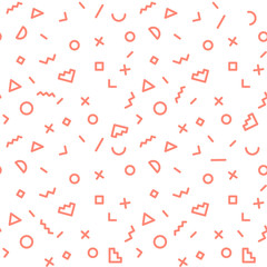 Living coral abstract memphis seamless pattern.