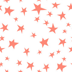 Living coral abstract stars seamless pattern.