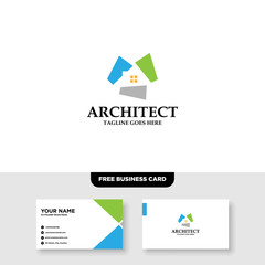 Architecture Company, construction, architect, vector logo template - Vector, Free Business Card