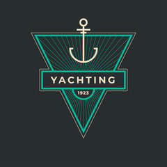 Yachting club logo set. Yachting, yahct club logo set with boad, sail and yacht. Yacht sport yachting club set. Vector illustration.