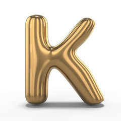 Letter K made of inflatable balloon isolated on white background. 3D