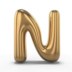 Letter N made of inflatable balloon isolated on white background. 3D