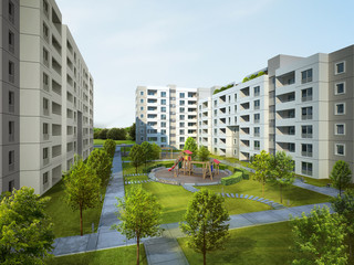 Obraz na płótnie Canvas apartment blocks with playground