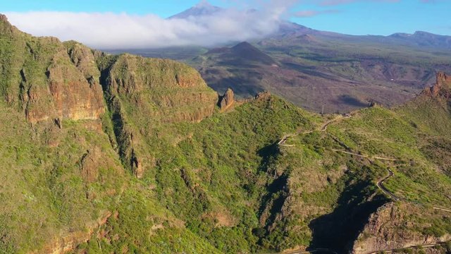 Aerial view of Maska canyon on Tenerife