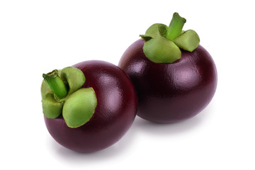 ripe mangosteen isolated on white background closeup