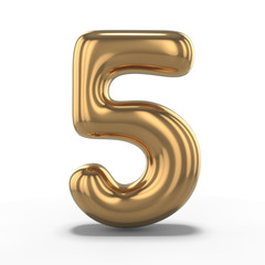 Fototapeta premium Number five made of inflatable balloon isolated on white background. 3D