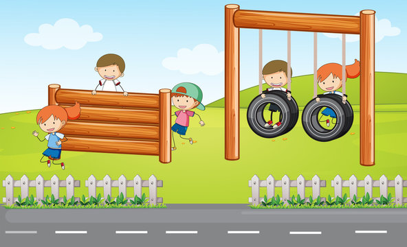 Children playing at playground