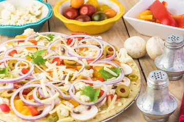 Vegatable cauliflower  crust pizza.