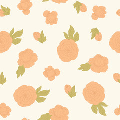 Hand drawn peonies vector seamless pattern.