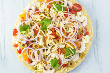 Vegatable cauliflower  crust pizza.