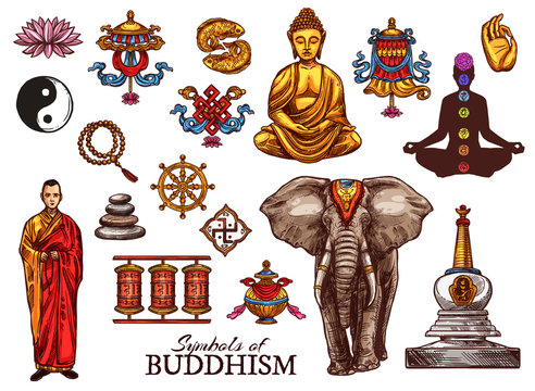Buddhism Religion, Meditation Sketch Symbols