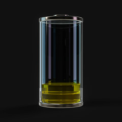 Battery icon with yellow charge indicator. 3D