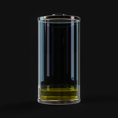 Battery icon with yellow charge indicator. 3D