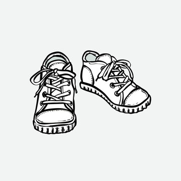 Stockvektorbilden Sneakers baby child shoes pair isolated. Hand