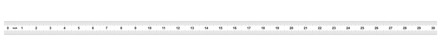 Double sided 30 inch ruler. The price of division - 32 divisions by inch. Exact length measurement device. Calibration grid.