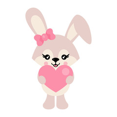 cartoon cute bunny girl with heart vector