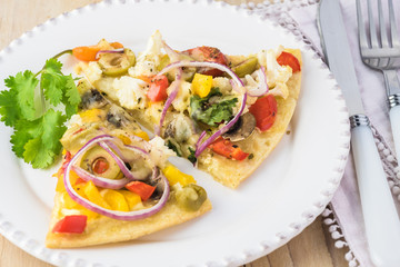 Vegatable cauliflower  crust pizza.