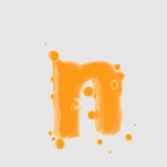 3d letter N lowercase. Orange Juice font with drops isolated on white background